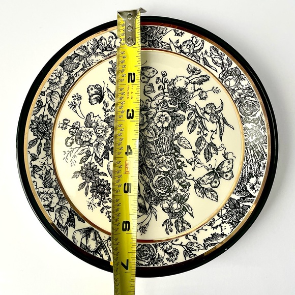 Mud Pie Black, Cream and Gold Trimmed Dessert Plates - Set of 2 - Picture 6 of 6